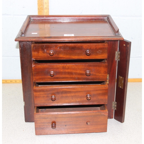 286 - Antique mahogany 4 drawer table top collectors cabinet