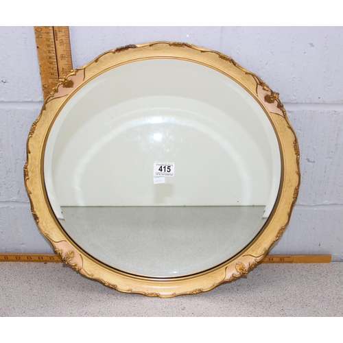 415 - Vintage round white framed wall mirror