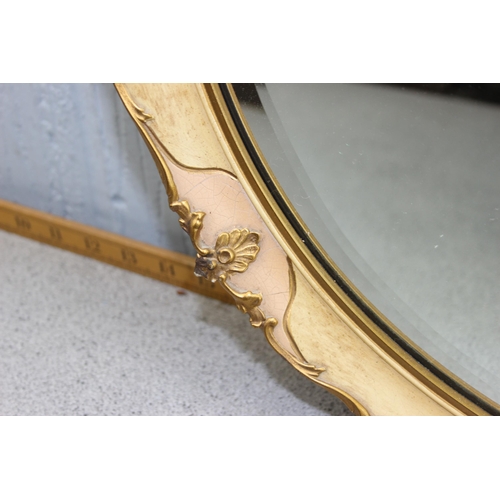 415 - Vintage round white framed wall mirror