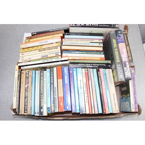 555 - 2 boxes of assorted books mainly paperbacks to inc some hardback first editions