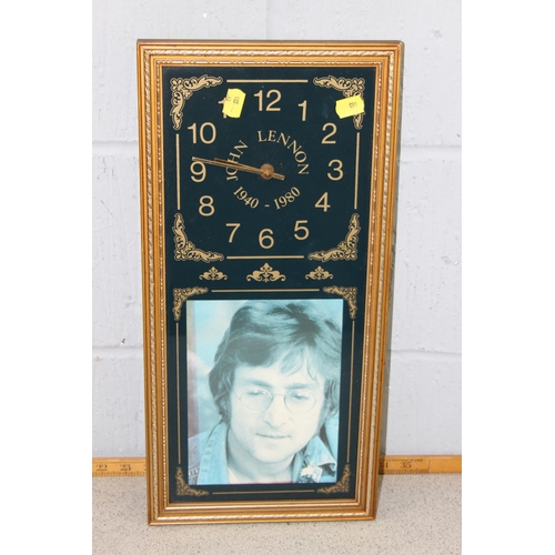 652 - Qty of John Lennon related items to inc a clock etc