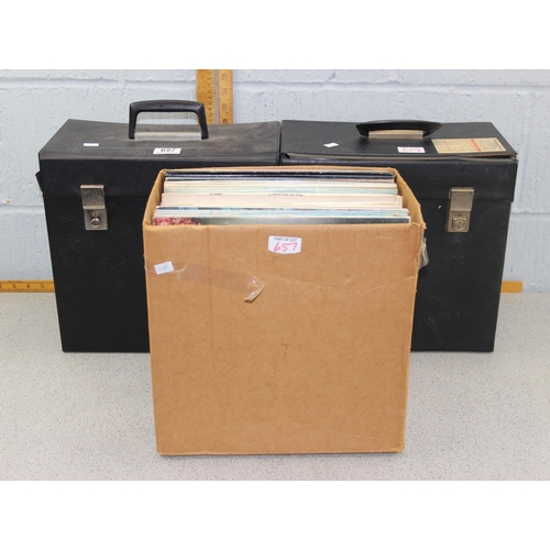 657 - Qty of assorted LP vinyl records to inc 2 vintage record cases, artists include The Monkees, John Le... 