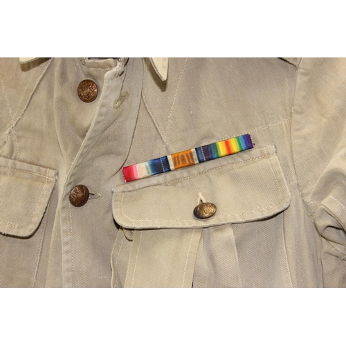 1407 - WWI tropical tunic to Warrant Officer W. J. Webb. Including paperwork proving service and original b... 