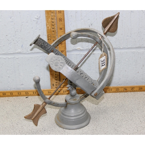 332 - Armillary sphere type sundial globe