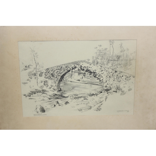 419 - 2 pencil drawings by W. Haeburn-Little, early to mid 20th century in frames and a mid-century print ... 