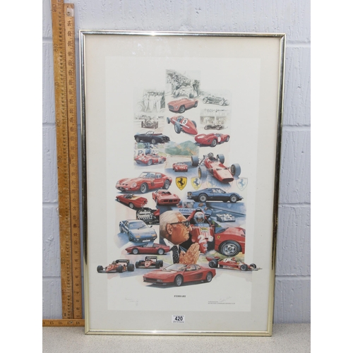 420 - Signed limited edition Ferrari print, framed and glazed