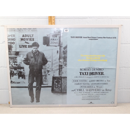 421 - A UK quad film poster for 'Taxi Driver' starring Robert De Niro, approx 101cm x 76cm, printed by Lon... 