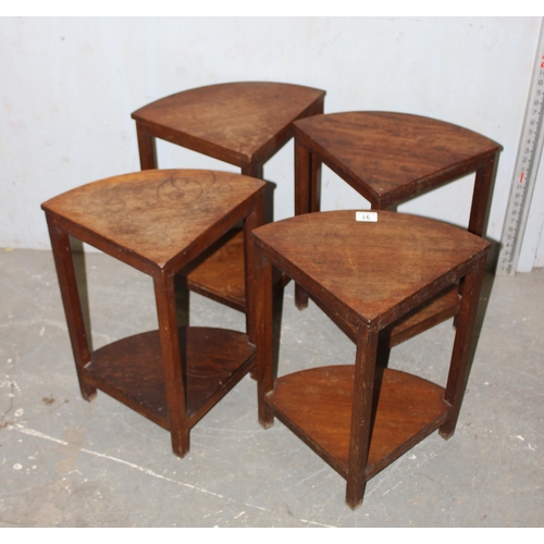 91 - Scandinavian style teak 4 piece quarter circle side table set