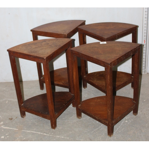 91 - Scandinavian style teak 4 piece quarter circle side table set