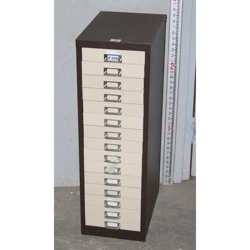 95 - A 15 drawer Bisley type filing cabinet, brown and cream