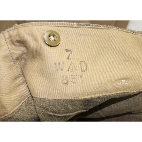 1419 - Job lot of WWII era battledress and parade trousers, some dated for WWII