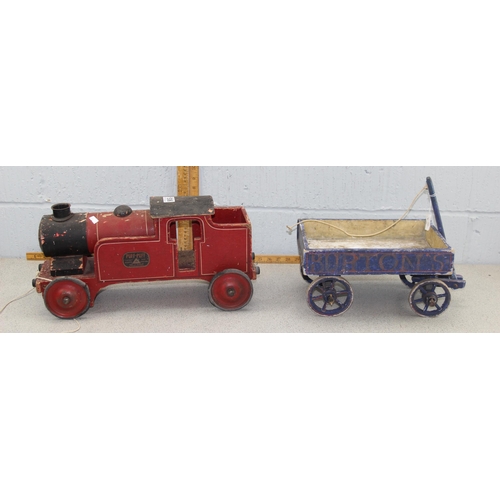 1506 - Puff-puff wooden model train and a scratch build Burtons beer dray carriage