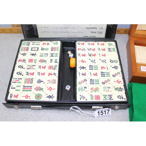 1517 - Vintage Mahjong set in carry case with instruction books, counting sticks, dice etc and a ‘The Sailo... 