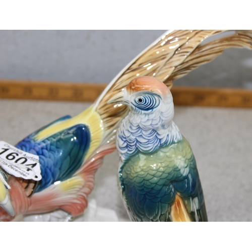 1604 - Karl Ens porcelain model of a pair of golden pheasants