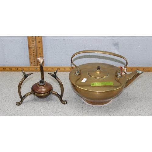 1726 - W.A.S Benson brass kettle & burner