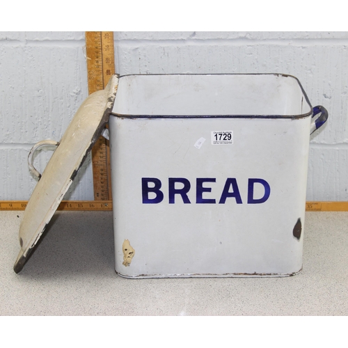 1729 - Vintage blue & white enamel bread bin