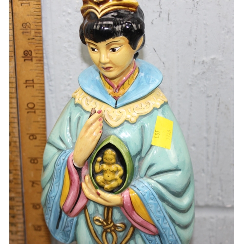 1748 - A pair of hand painted decorative ceramic Oriental immortal figures, approx 40 cm tall