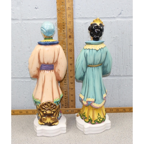 1748 - A pair of hand painted decorative ceramic Oriental immortal figures, approx 40 cm tall