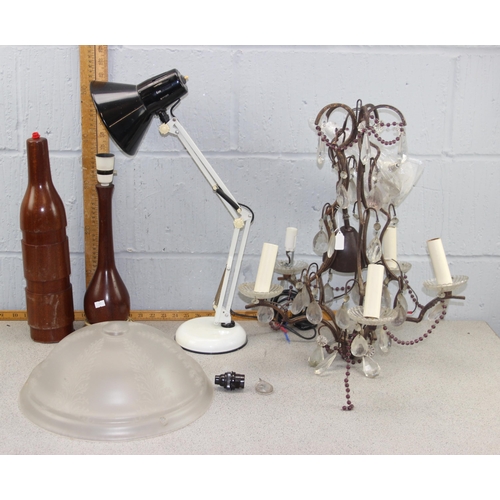 238 - Qty of vintage lamps to include Anglepoise style & brass floor lamp etc