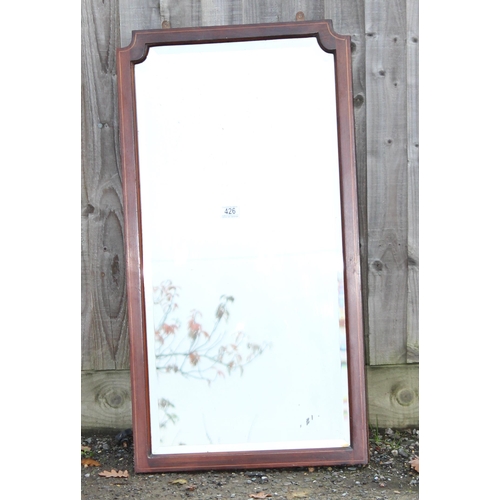 426 - Large Edwardian mahogany framed rectangular wall mirror with original bevelled glass plate, approx 4... 