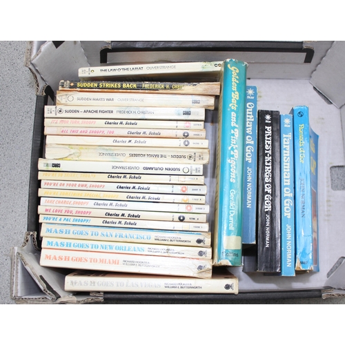 561 - 3 boxes of assorted vintage paperback books to inc Sven Hassel, Gerald Durrell etc