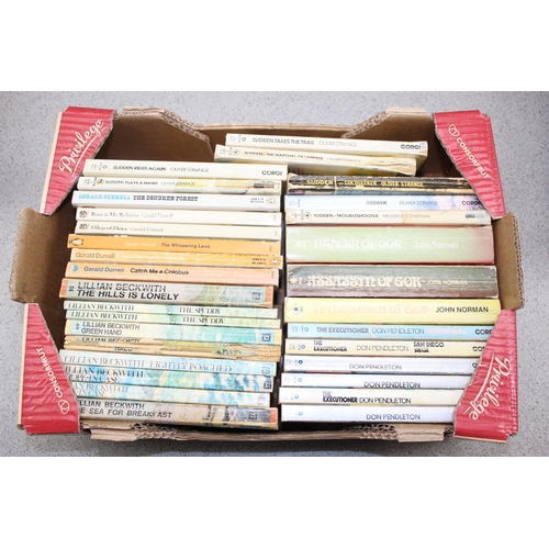 561 - 3 boxes of assorted vintage paperback books to inc Sven Hassel, Gerald Durrell etc