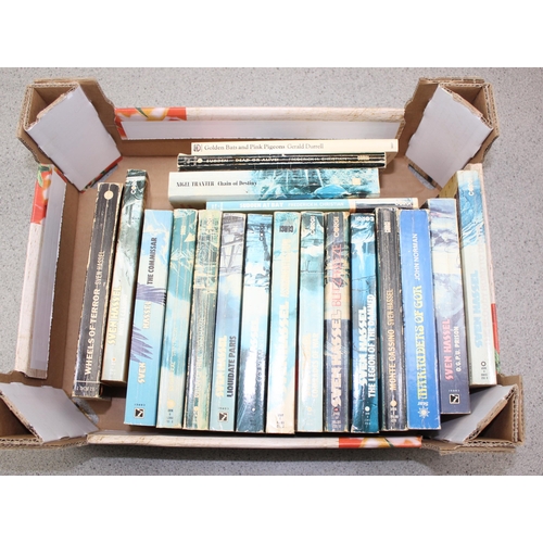 561 - 3 boxes of assorted vintage paperback books to inc Sven Hassel, Gerald Durrell etc