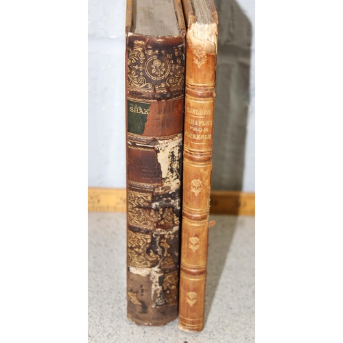 569 - Two antique 19c leather and gilt bound books – Works of William Shakespeare 1877 and 