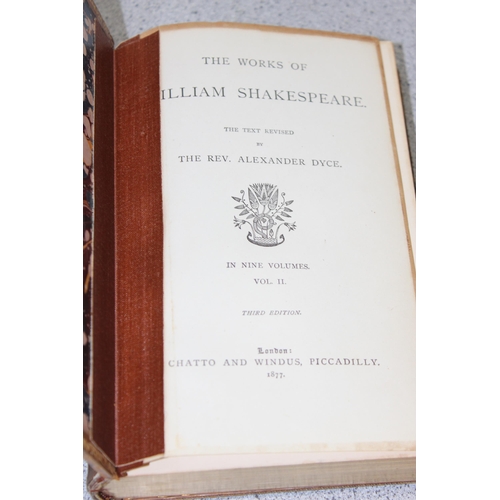 569 - Two antique 19c leather and gilt bound books – Works of William Shakespeare 1877 and 