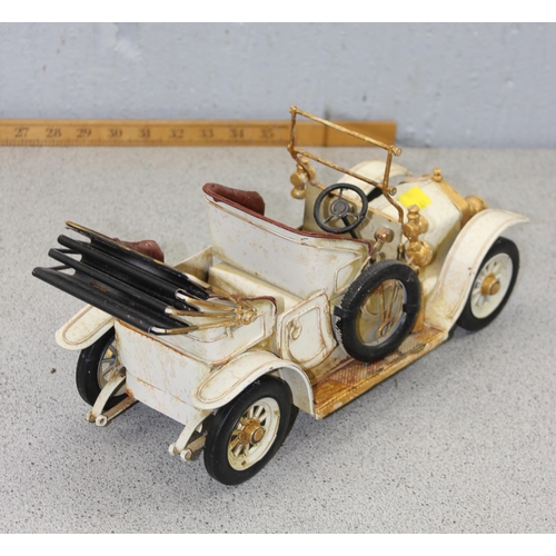 759 - A large tinware metal model of a vintage Rolls Royce car, approx 35 cm long, 2 Royal Doulton collect... 