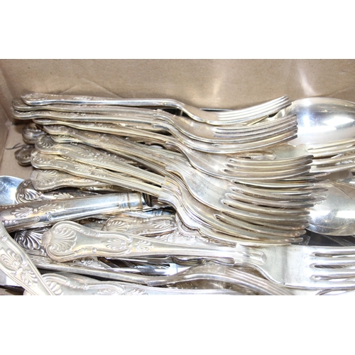 1012 - Qty of assorted good quality silver plated cutlery, mainly Kings pattern by Webber & Hill