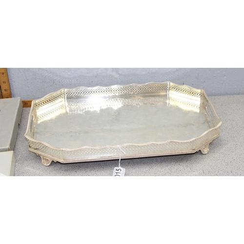 1015 - A large silver plated tray and a variety of boxed silver plated cutlery