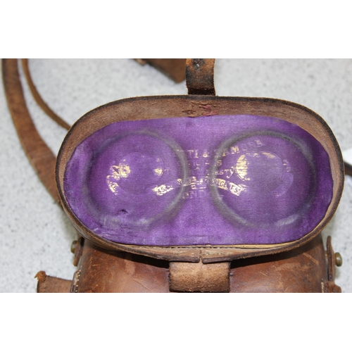 1445 - A pair of Boer War/ WW1 period binoculars in leather case, likely officer's private purchase, by Neg... 