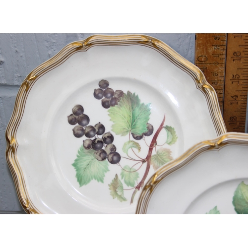 1621 - A set of 8 antique Davenport china dessert plates decorated with hand painted fruits, c.1870