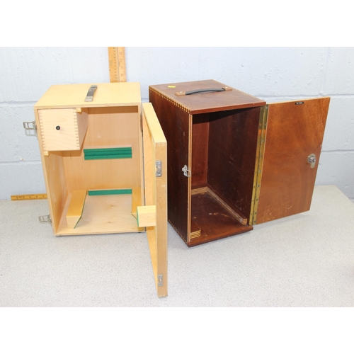 713 - 4 vintage empty wooden microscope cases