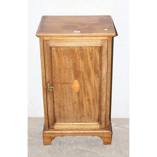 106 - Edwardian mahogany pot cupboard with Sheraton inlay