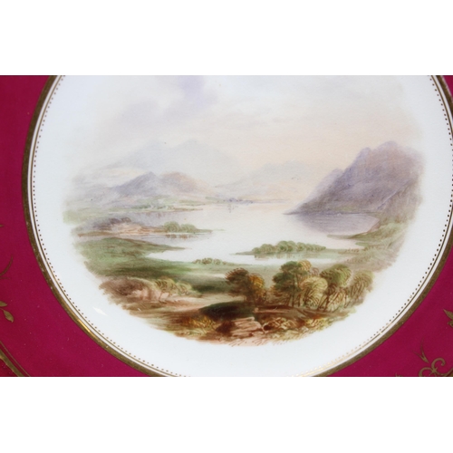 1630 - 3 pieces of Victorian hand painted china, showing Loch & lake scenes most likely Rockingham.