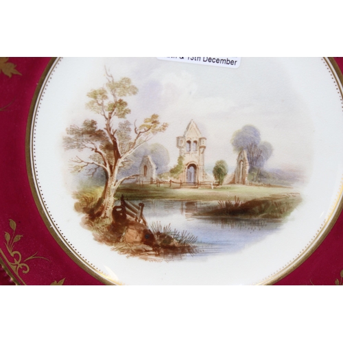 1630 - 3 pieces of Victorian hand painted china, showing Loch & lake scenes most likely Rockingham.