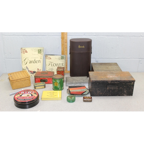 1764 - Qty of various boxes to include a Harrods wine carrier & vintage first aid box