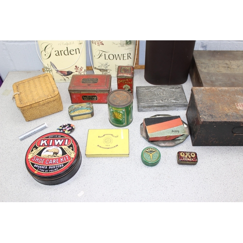 1764 - Qty of various boxes to include a Harrods wine carrier & vintage first aid box