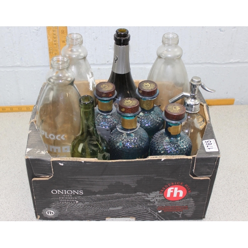 1765 - Quantity of bottles to include antique wine bottle, soda syphon, & Mermaid gin bottles