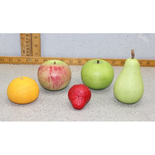 1771 - 5 pieces of vintage marble fruit, to include apples & pear