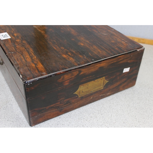 290 - Coromandel wood campaign box & antique style letter rack (2)