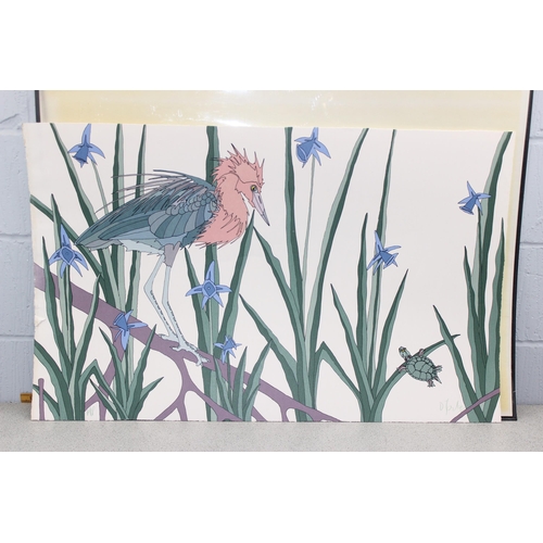 434 - 2 high quality artist proofs giclée prints of herons in reed beds both indistinctly signed