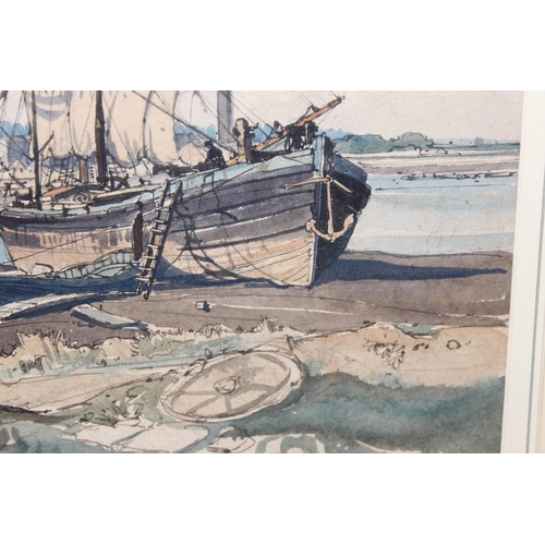 457 - Claude Graham Muncaster RWS, RBA, SMA, ROI (British 1903-1974), Drying Sails at Rochester, pencil, p... 