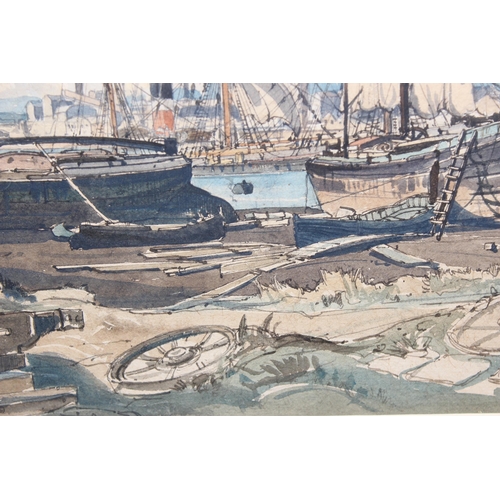 457 - Claude Graham Muncaster RWS, RBA, SMA, ROI (British 1903-1974), Drying Sails at Rochester, pencil, p... 