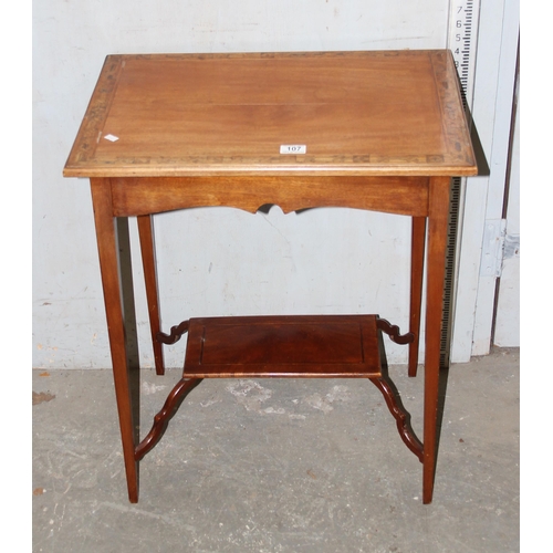 107 - A small antique inlaid side table, likely Edwardian