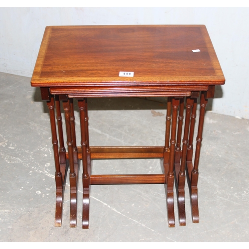 111 - Mahogany antique style nest of 3 tables