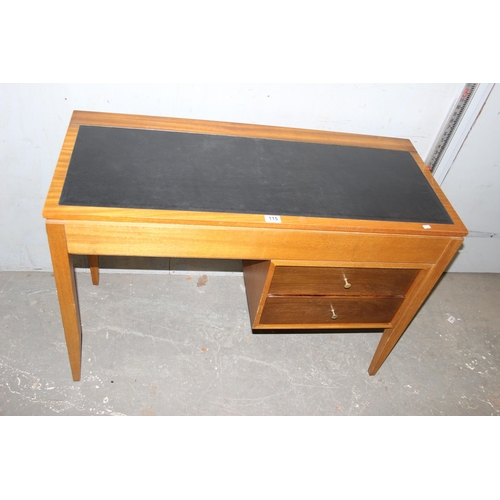 115 - A retro drawer desk or dressing table with lift up top, unmarked but to match previous lot