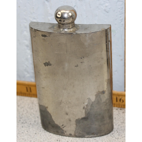 1029 - 4 assorted silver plate and other hip flasks